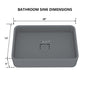 19in Bathroom Concrete Rectangular Vessel Sink with Drainer in Black Earth / Blue Ashes / Taupe Clay