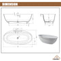 CASAINC 63" Solid Surface Freestanding Bathtub,Oval Shaped Stone Resin Freestanding Tubs with Overflow and  Drain, Matte Black, Matte Grey, Matte White