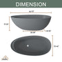 67" Solid Surface Freestanding Bathtub in (Matte Black& Grey)