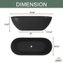 59"/69"Solid Surface Freestanding Bathtub in (Matte Black& Grey)