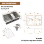 33 Inch Stainless Steel Topmount Kitchen Sink Drop In Workstation Brushed Kitchen Sink 18 Gauge 10 Inch Deep Single Bowl Kitchen Sink with Drainer and Drain Rack