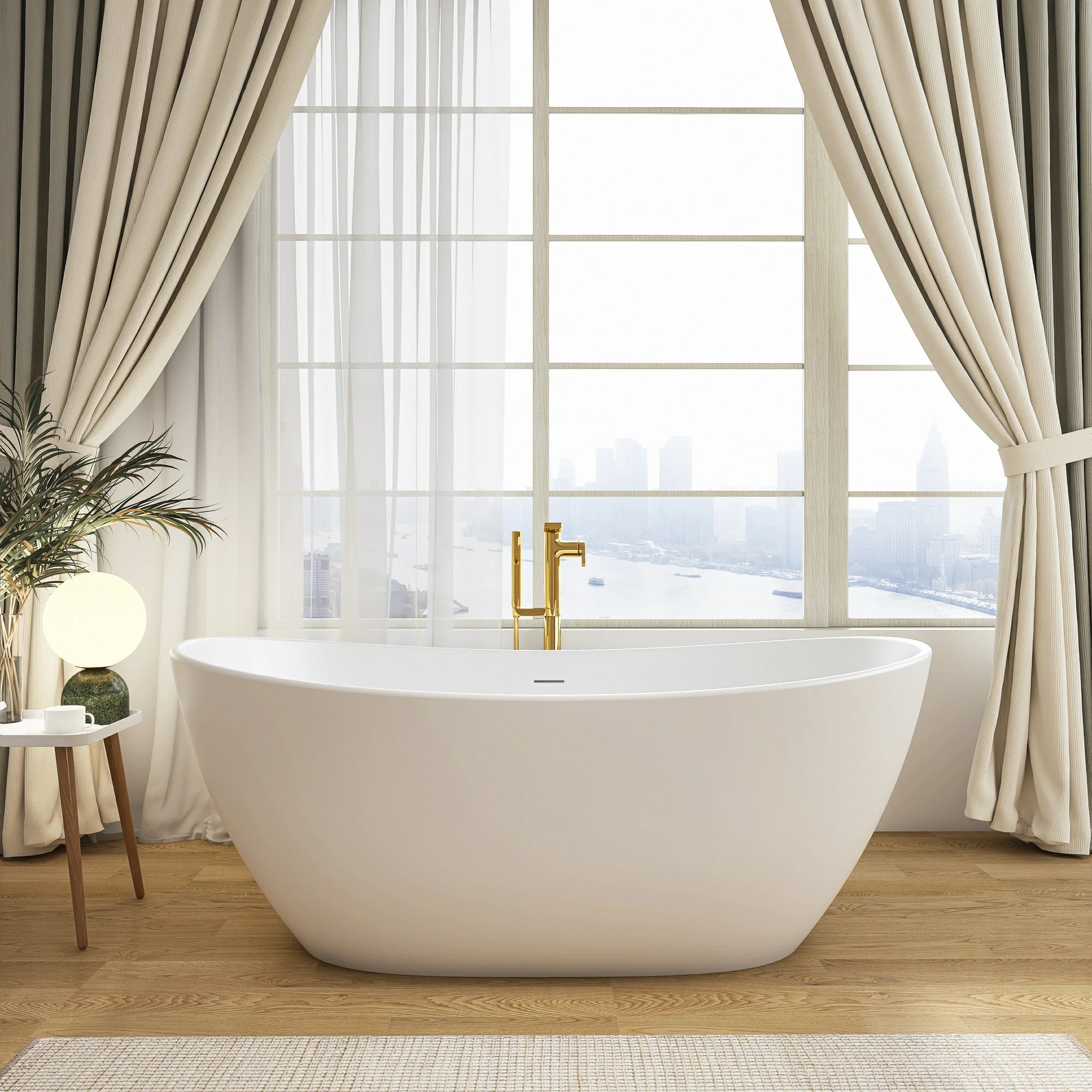 65" Artificial Stone Solid Surface Freestanding Bathtub for Bathroom