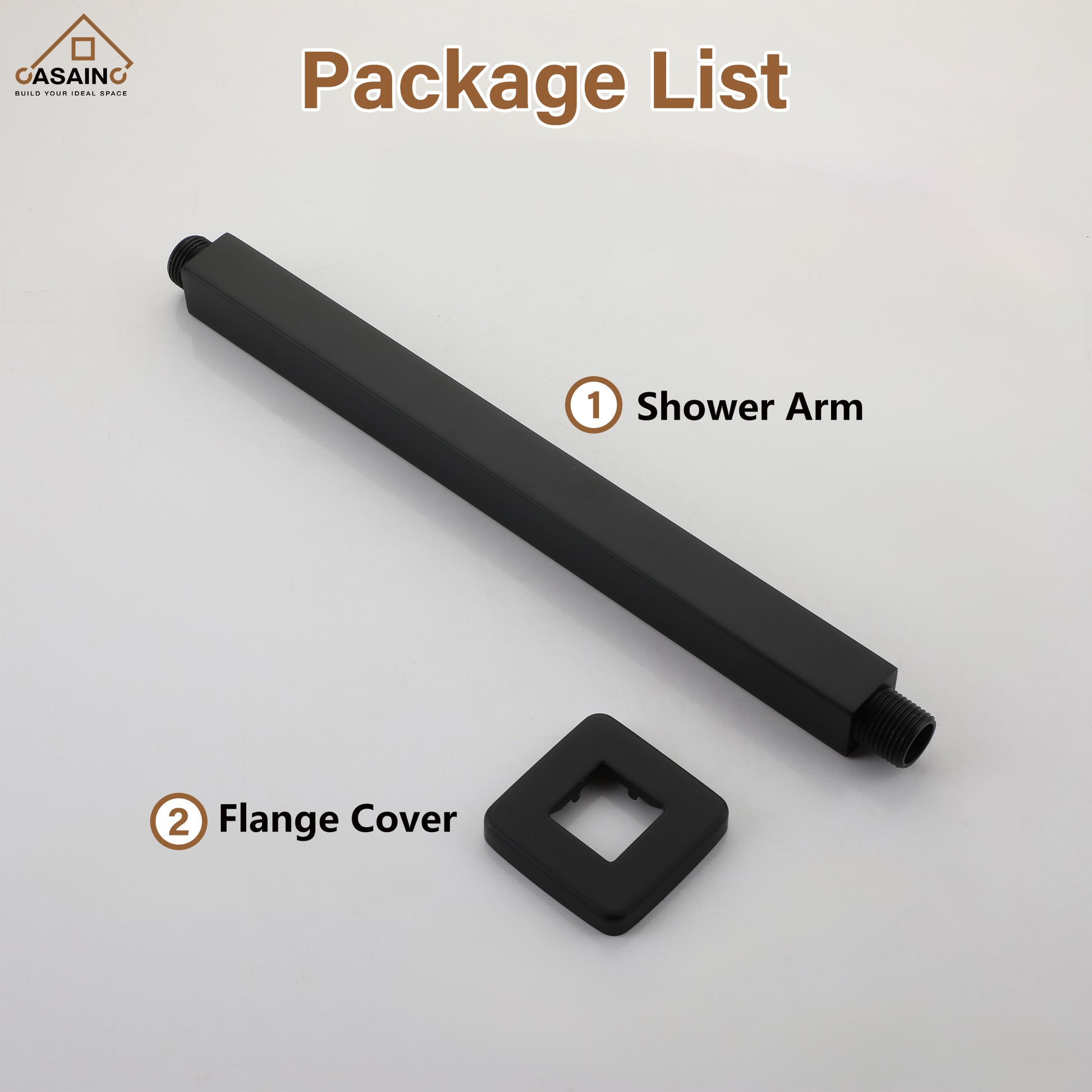 7.87"/11.81" Square Ceiling-Mounted Shower Arm with Flange Cover
