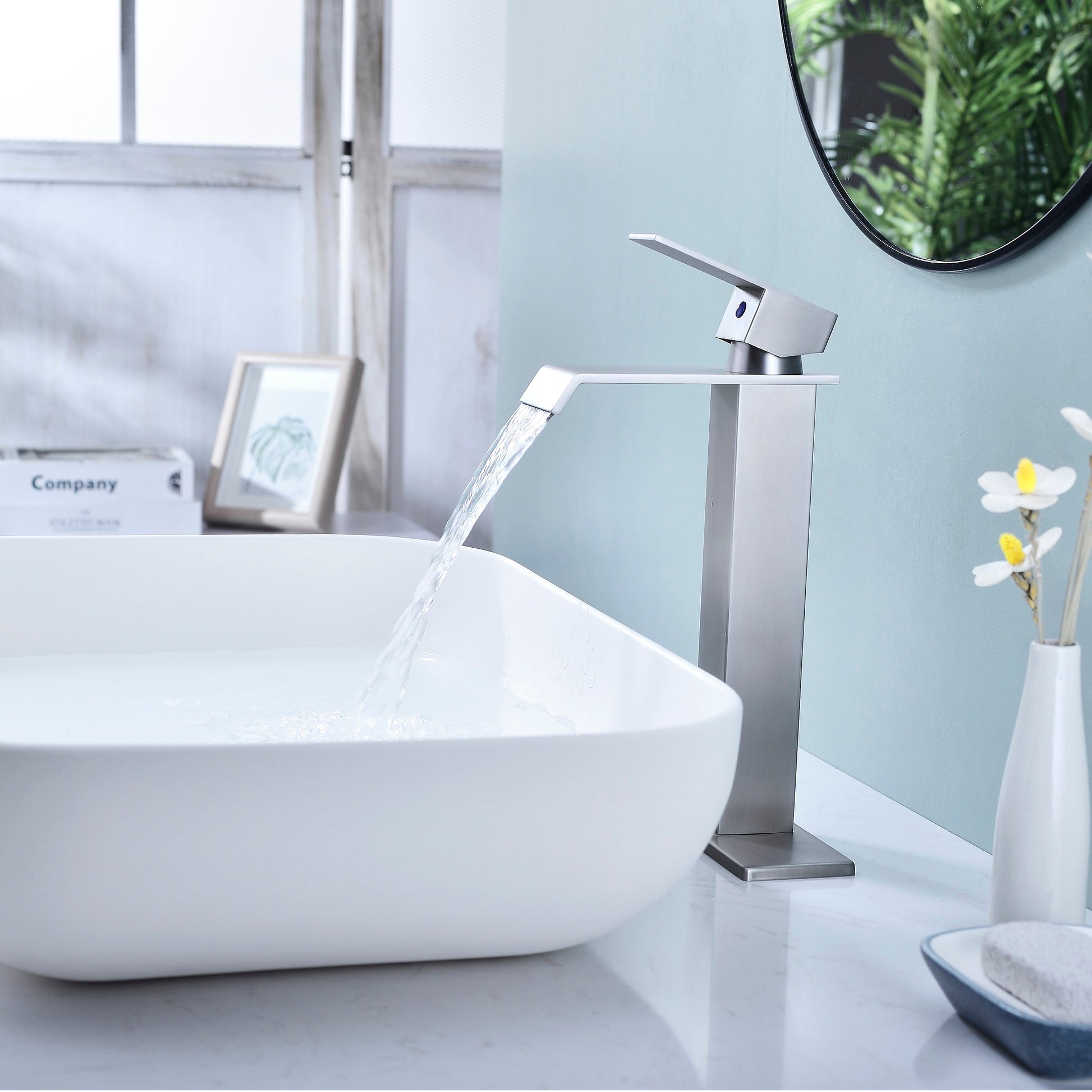 Waterfall Spout Bathroom Faucet,Single Handle Bathroom Vanity Sink Faucet-CASAINC
