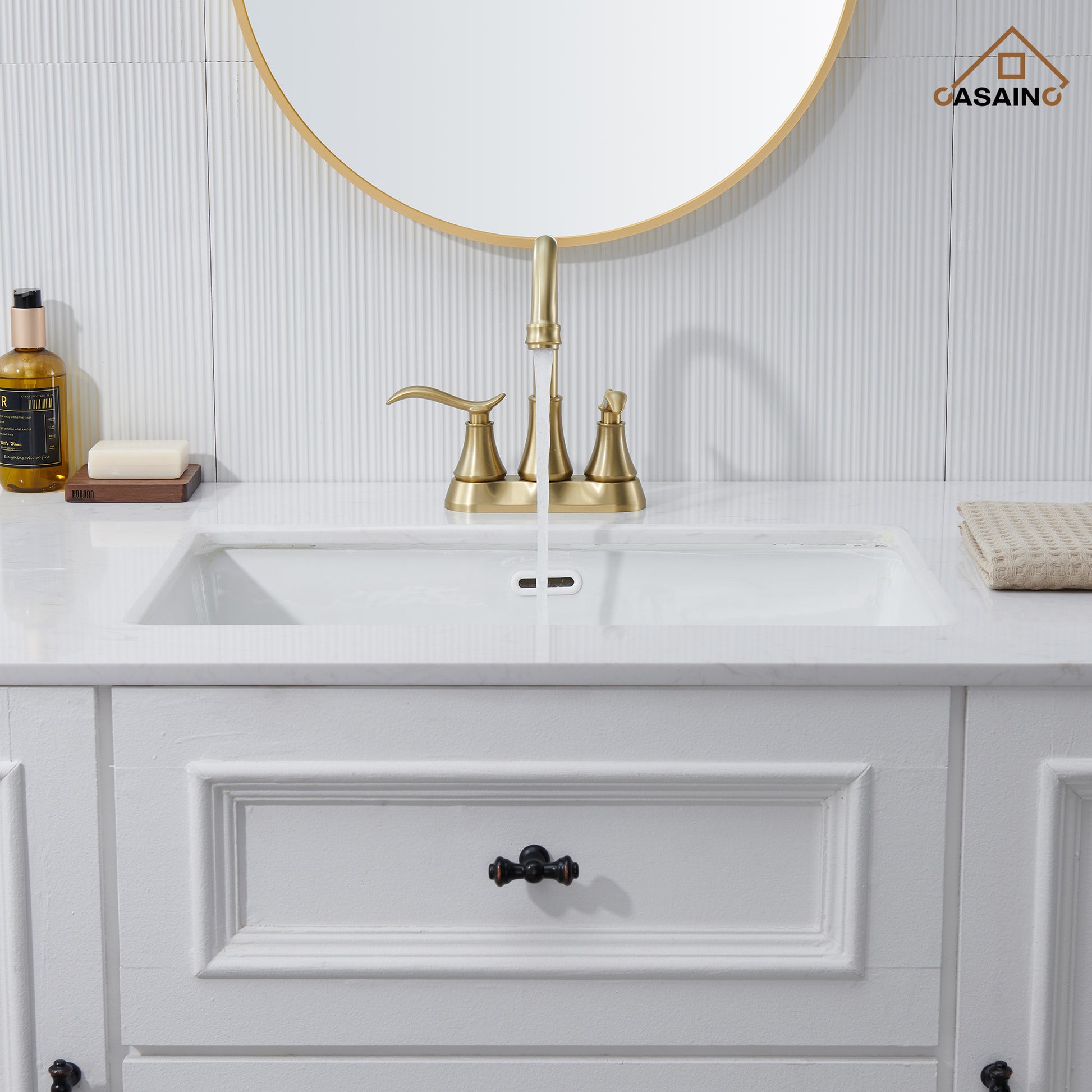 Casainc 2-Handle Centerset Bathroom Faucet for Bathroom Sink Vanity Faucet 360° Swivel Spout