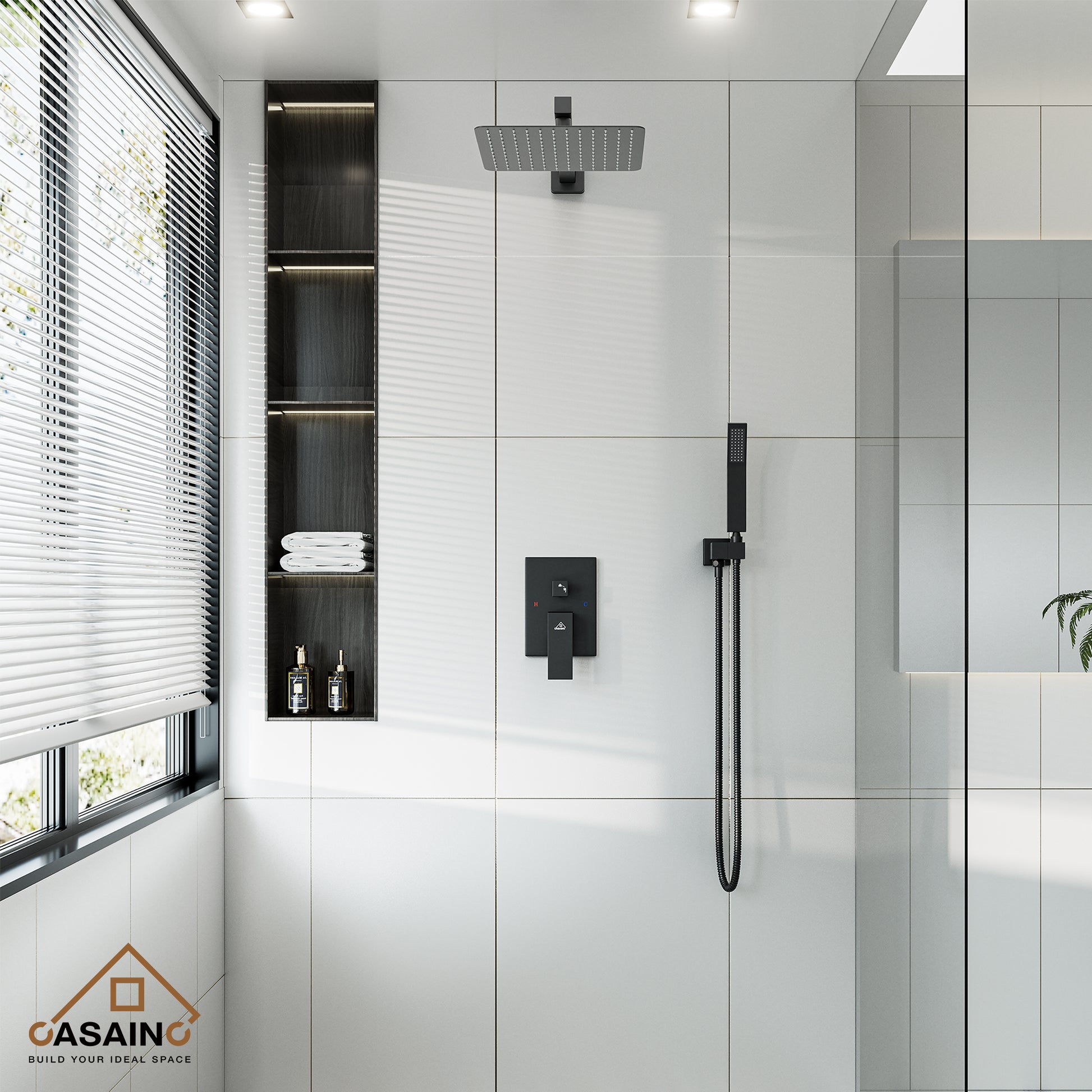 10"/12" Wall Mount Rainfall Shower Head System with Hand Shower
