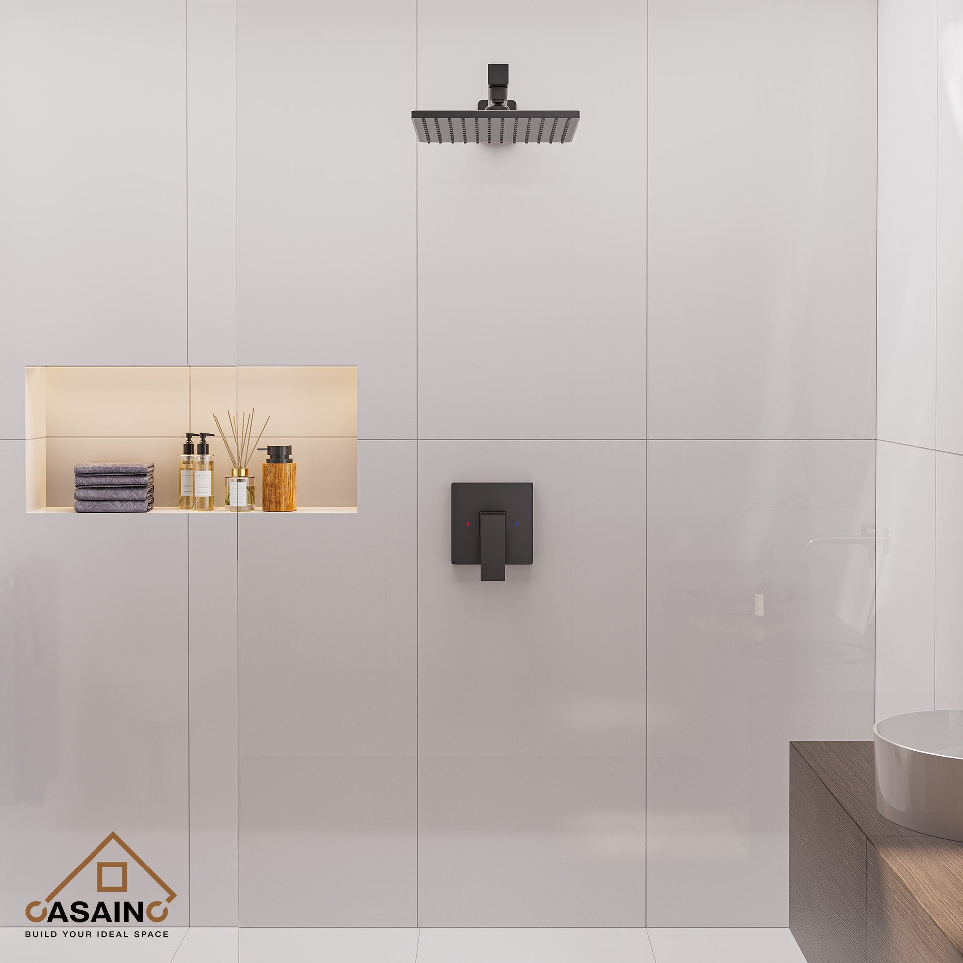 9" Wall Mount Rain Shower Head System Single Faucet (Valve Included)