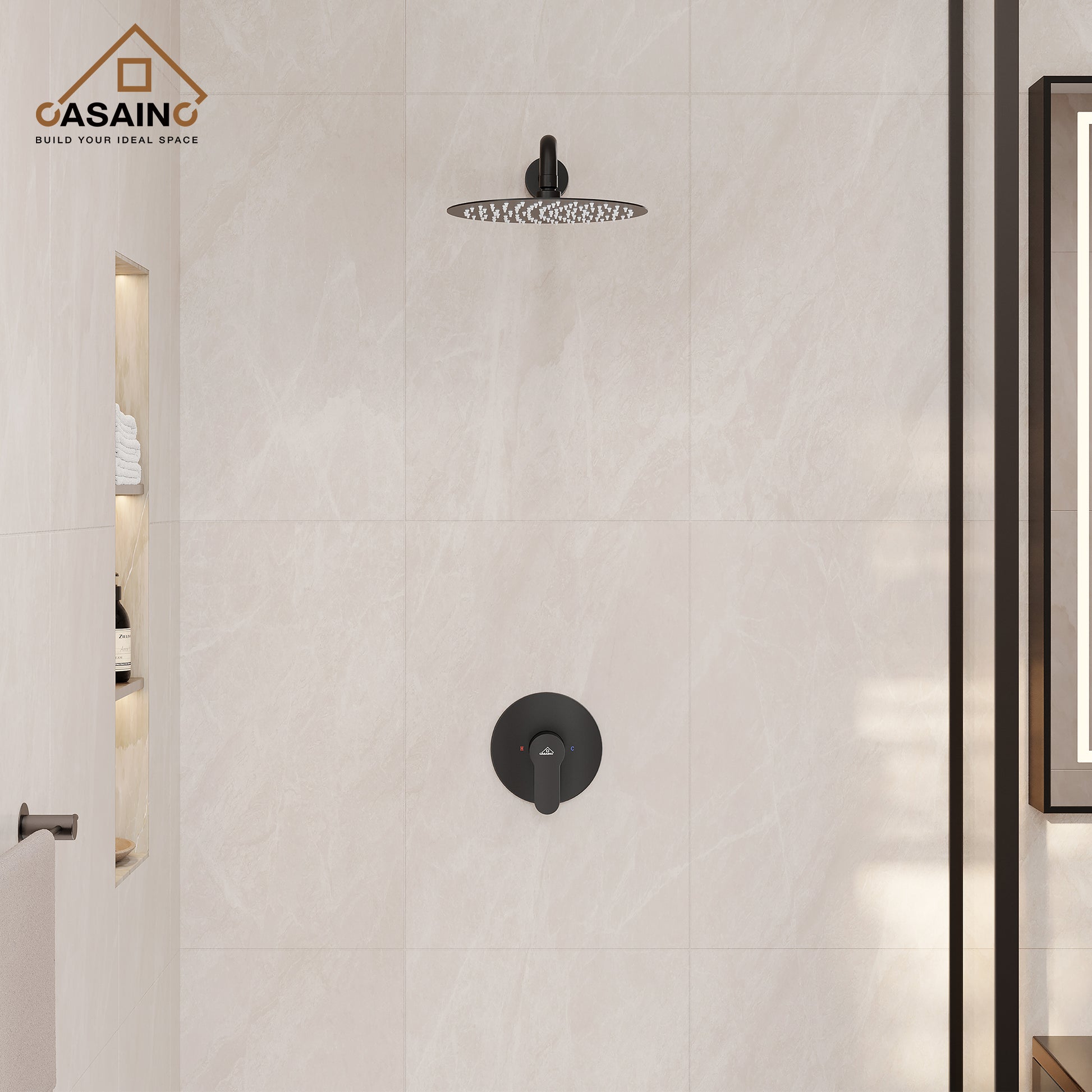 10" Wall Mount Round Shower Faucet Rain Shower System (Valve Included)