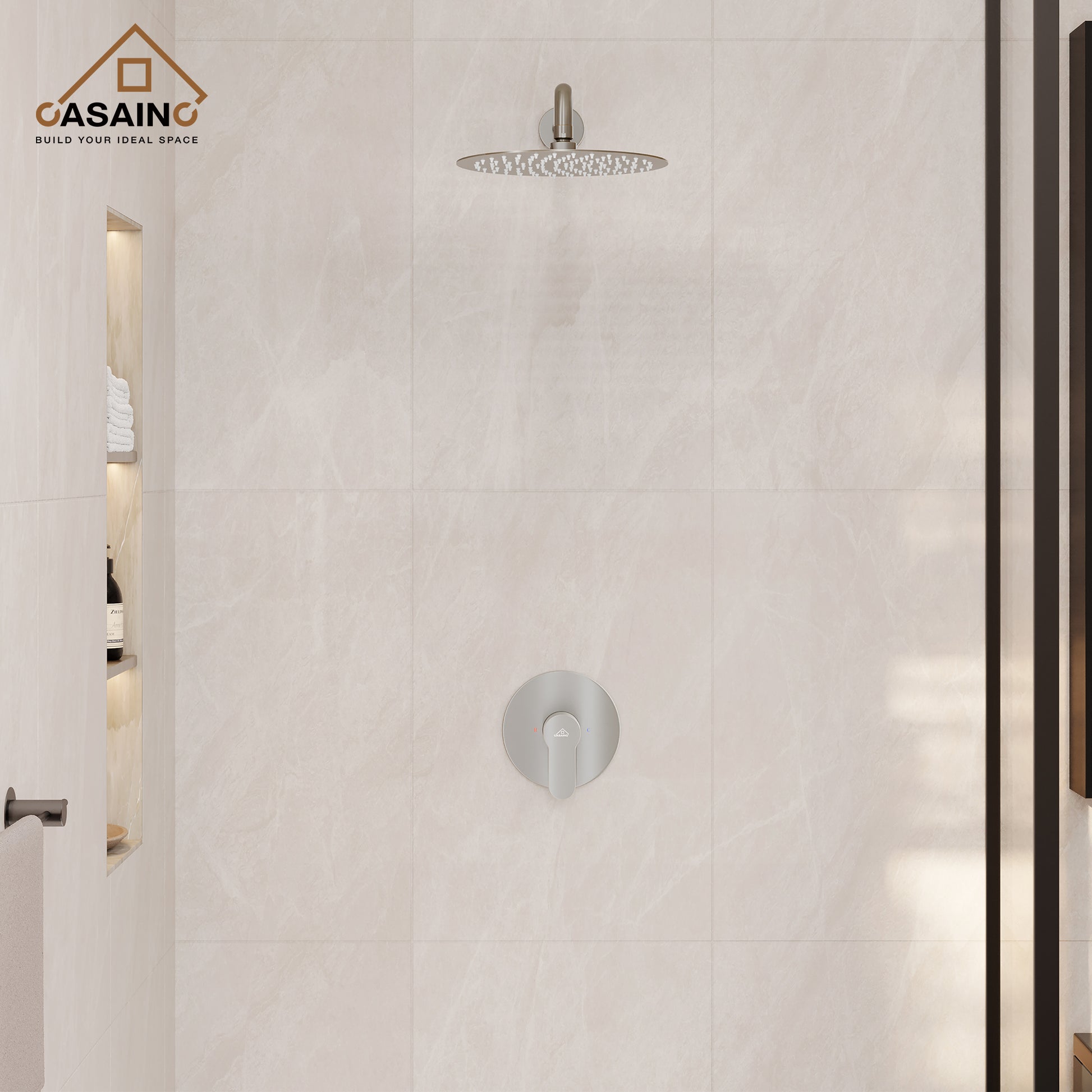 10" Wall Mount Round Shower Faucet Rain Shower System (Valve Included)