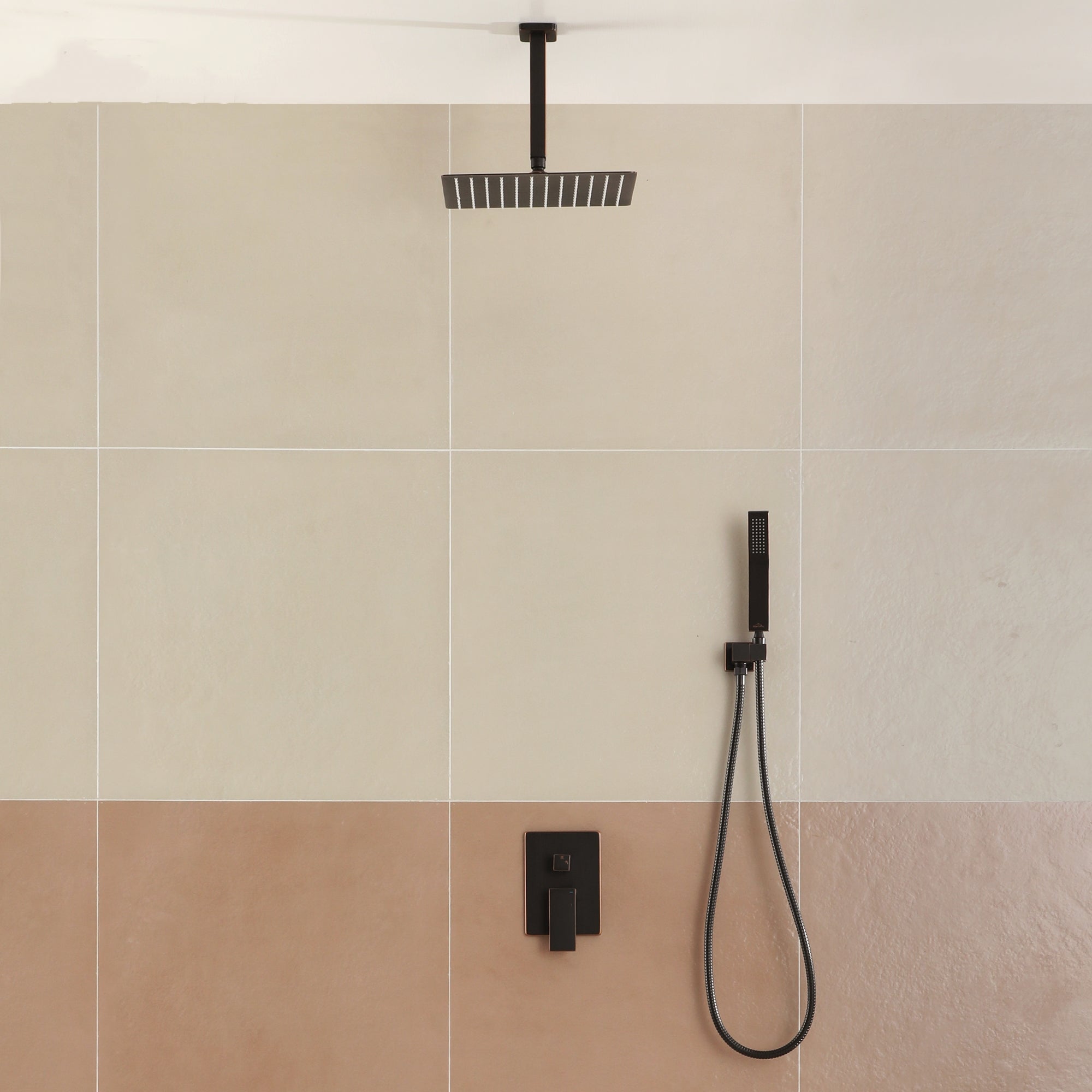12" Ceiling-Mount Shower System with Handheld Shower in Oil Rubbed Bronze