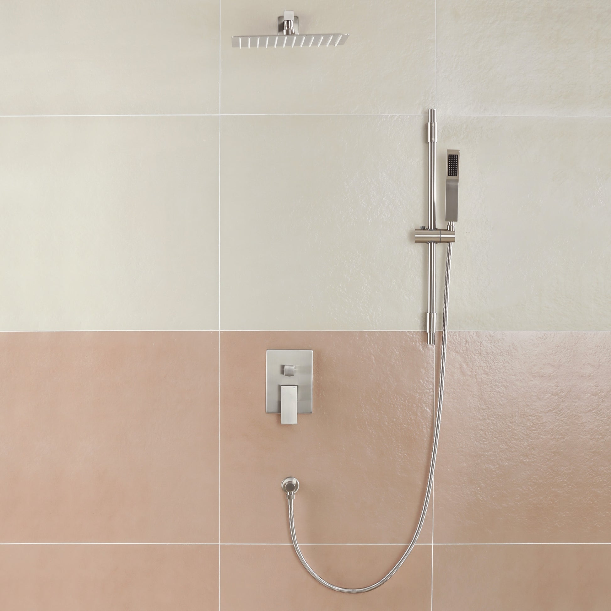 12" Wall Mount Pressure Balanced Shower System with Slide Bar
