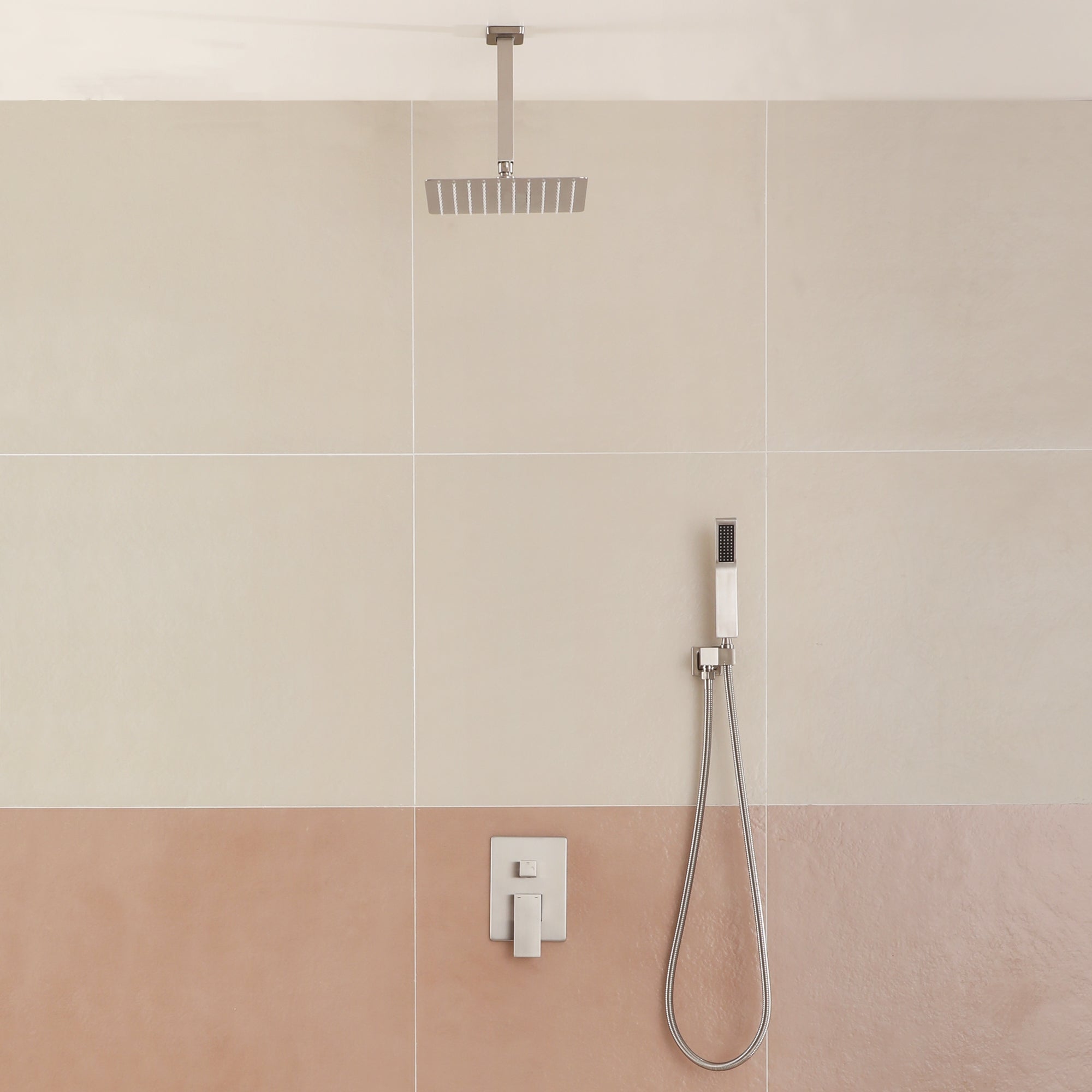 10-inch Ceiling-Mount 2-Function Shower System with Hand Shower