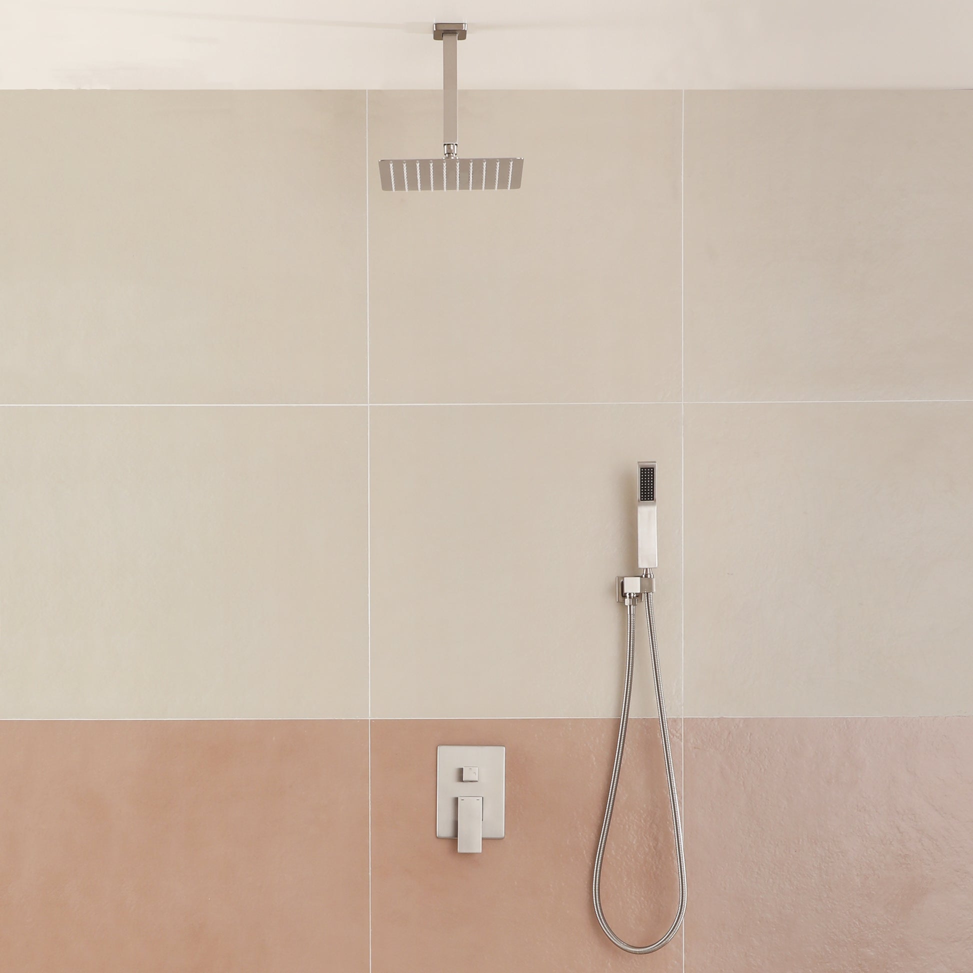 10-inch Ceiling-Mount 2-Function Shower System with Hand Shower