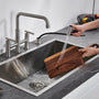Pull-Down Bridge Kitchen Faucet with Double Handles & Bubbler Aerator