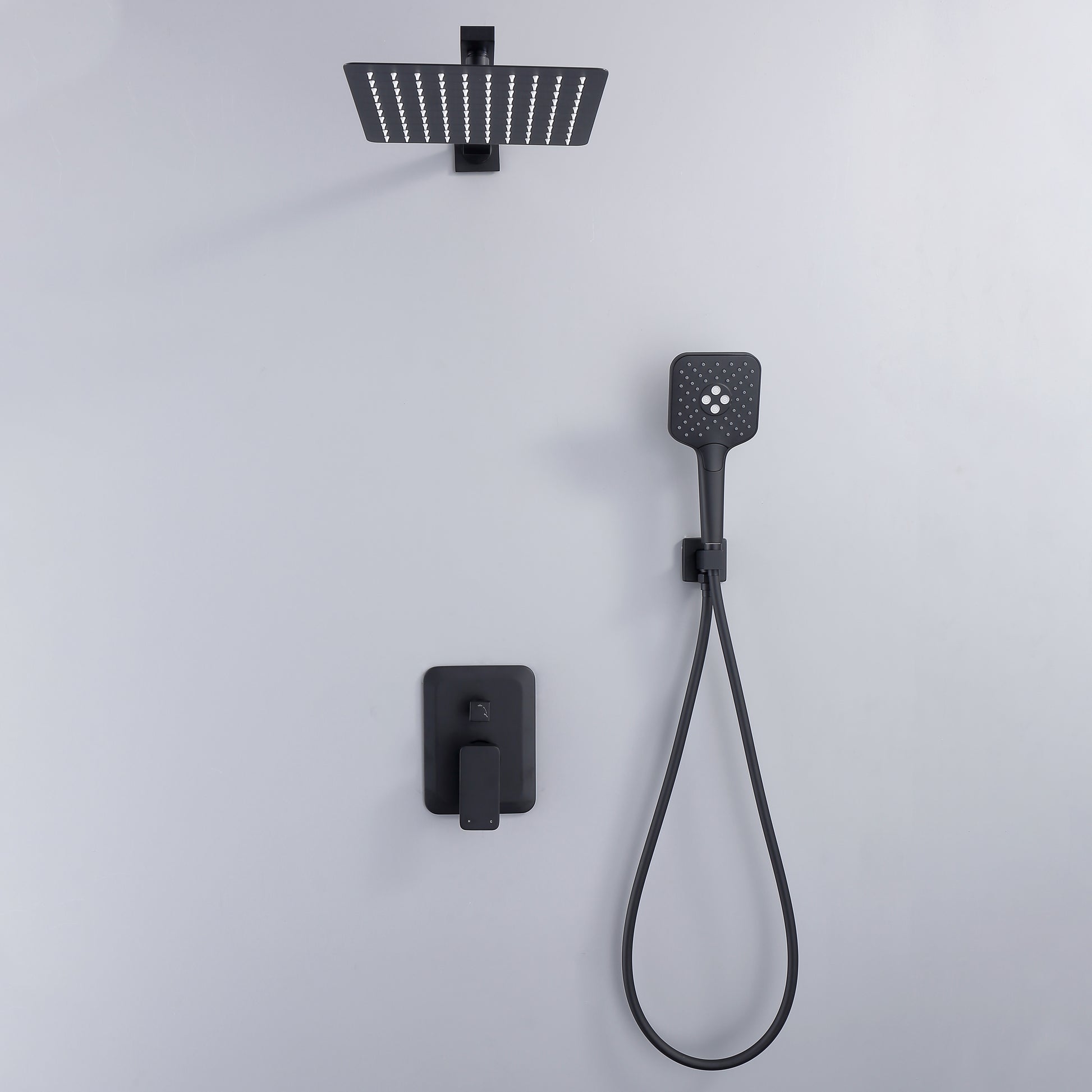 CASAINC 9.8" Square Wall-mounted Rain Shower Faucet with Pressure Balanced Valve