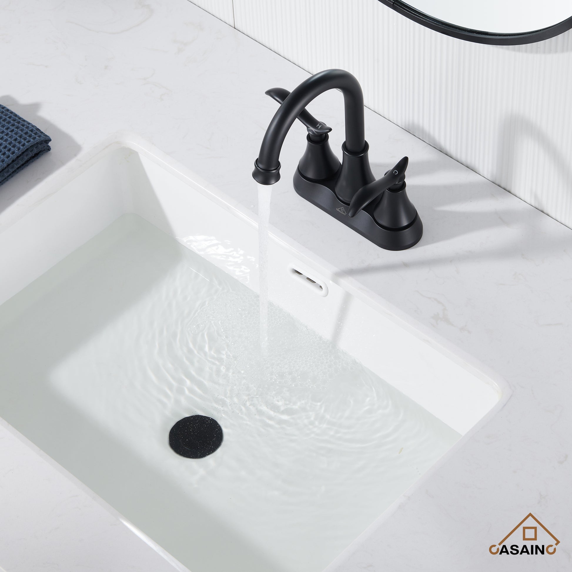 Casainc 2-Handle Centerset Bathroom Faucet for Bathroom Sink Vanity Faucet 360° Swivel Spout