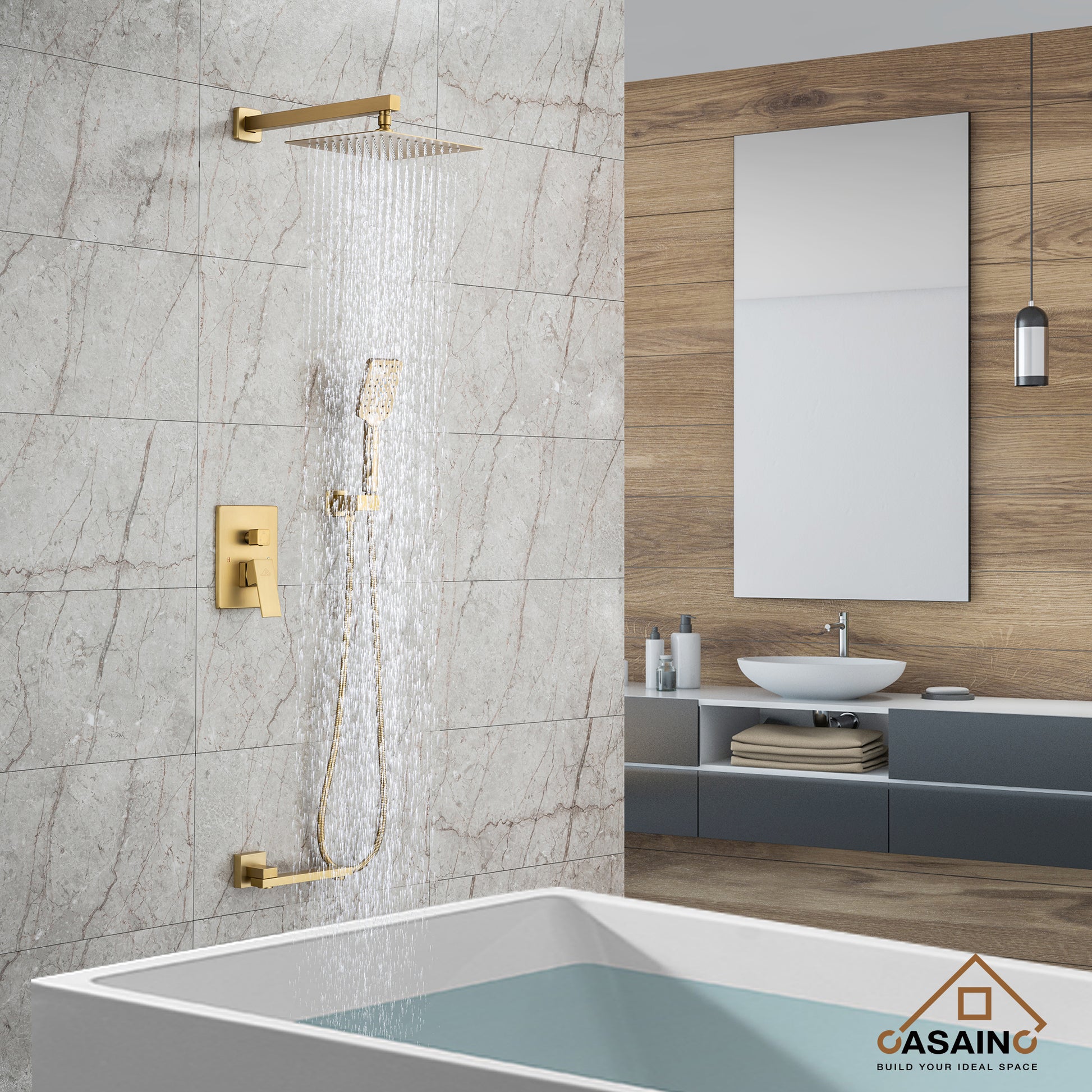 12" Shower System Square Top 3-Function Showerhead