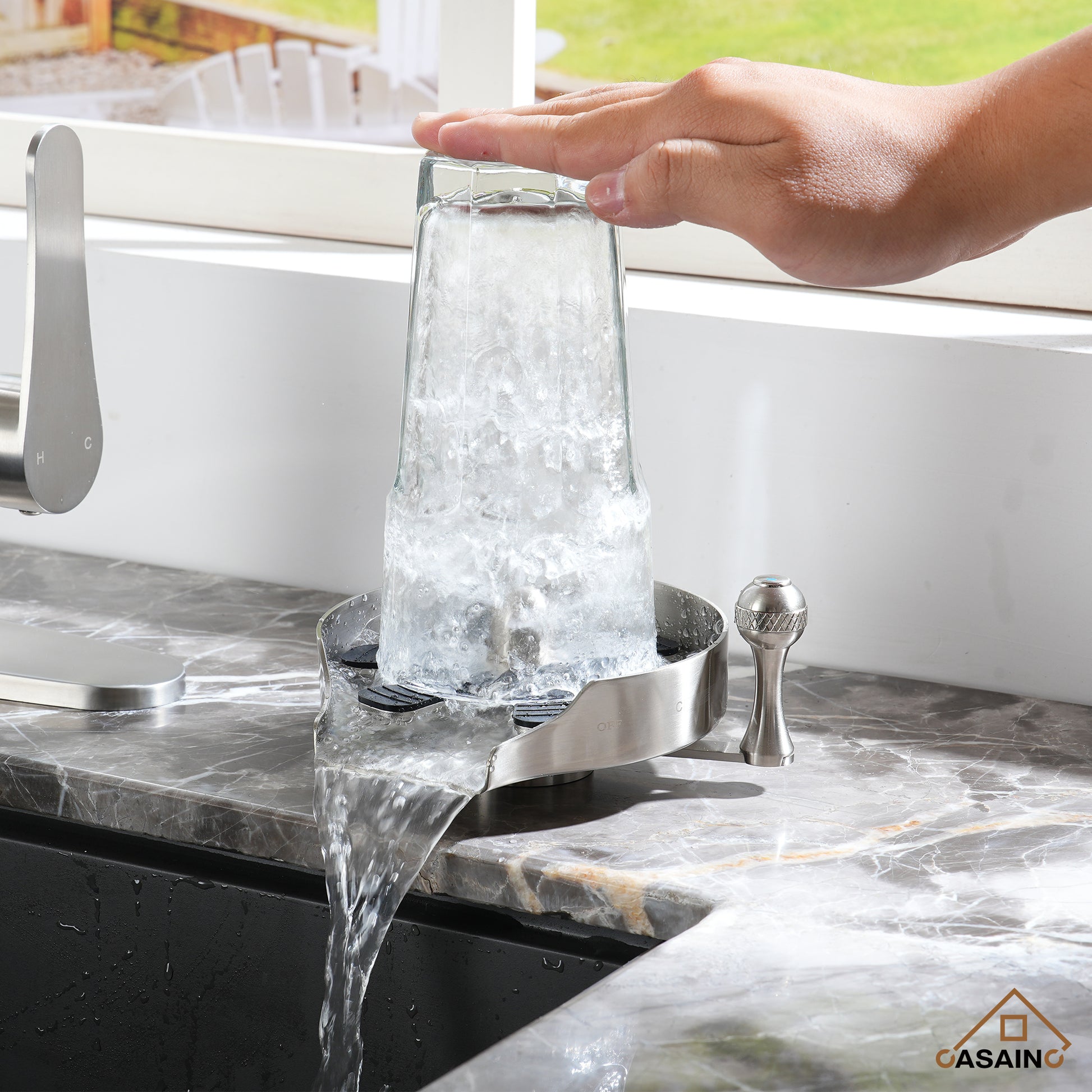 Glass Rinser Cup Washer Kitchen Faucet Top-Quality Automatic Cup Cleaning Cup Rinser With Hot and Cold Options High-pressure Water Jets