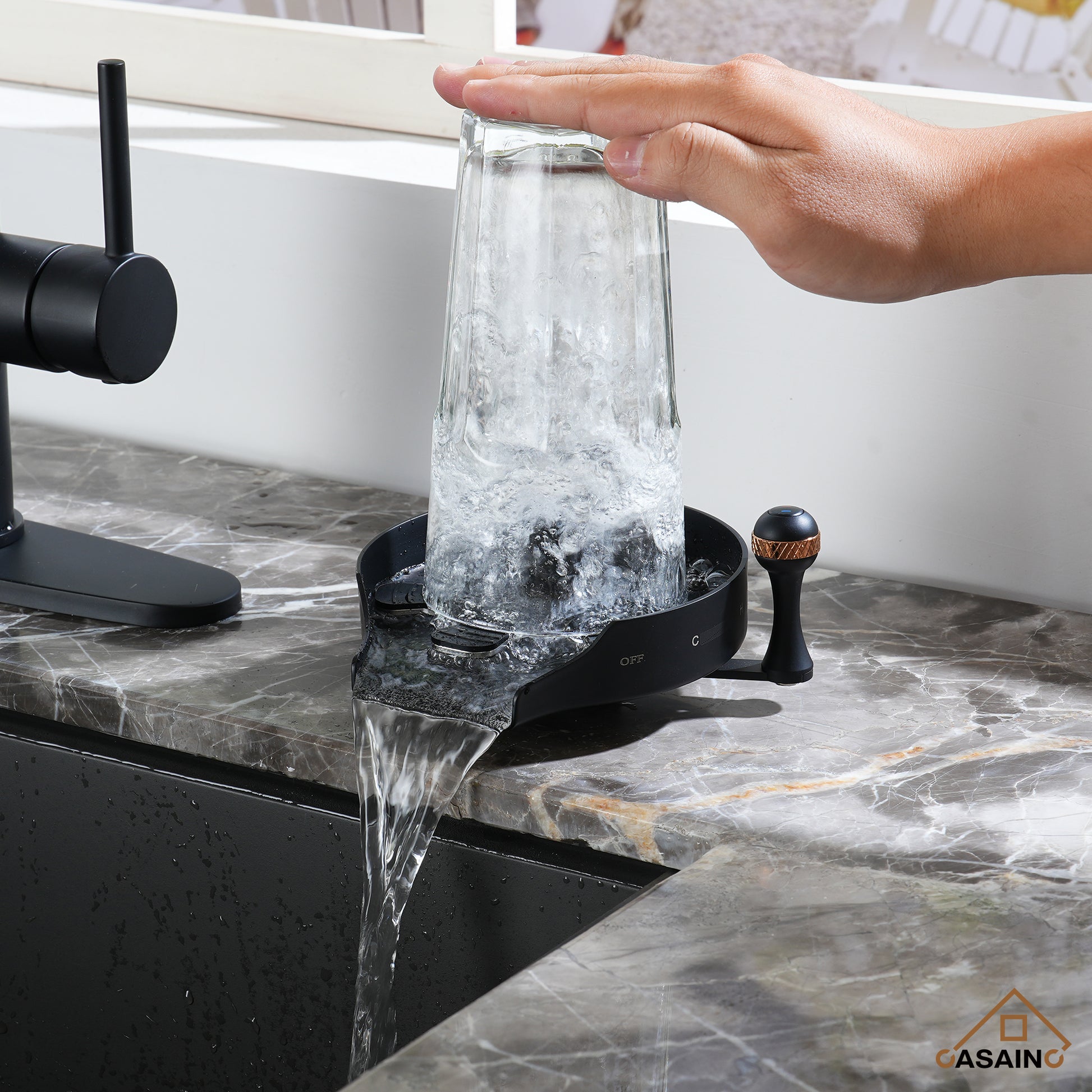 Glass Rinser Cup Washer Kitchen Faucet Top-Quality Automatic Cup Cleaning Cup Rinser With Hot and Cold Options High-pressure Water Jets