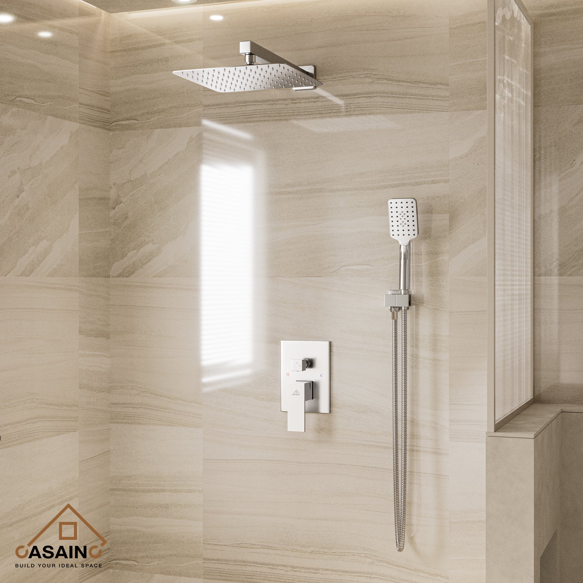 10"/12" Rain Shower Systems With Handheld & Pressure Balanced Valve
