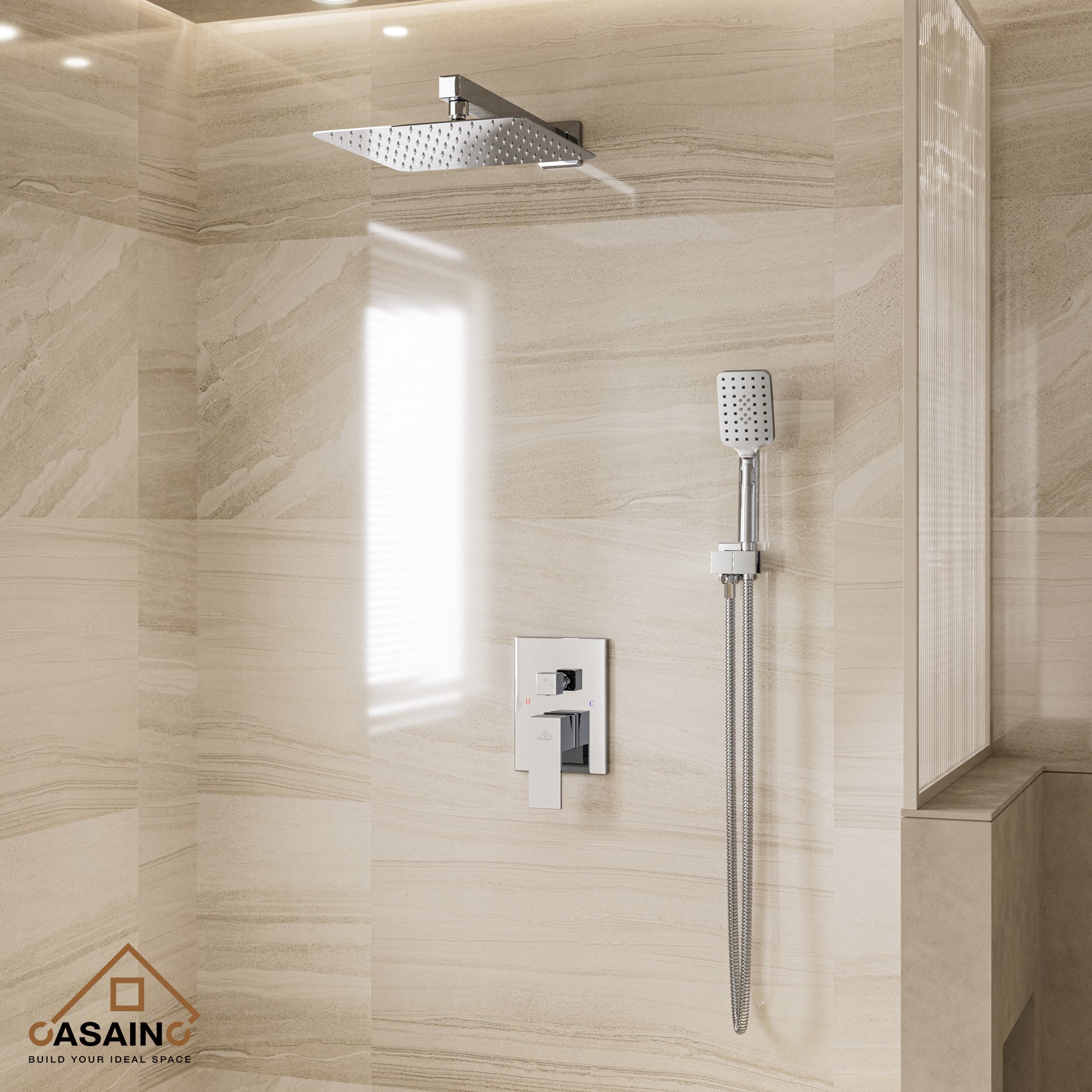 10"/12" Rain Shower Systems With Handheld & Pressure Balanced Valve