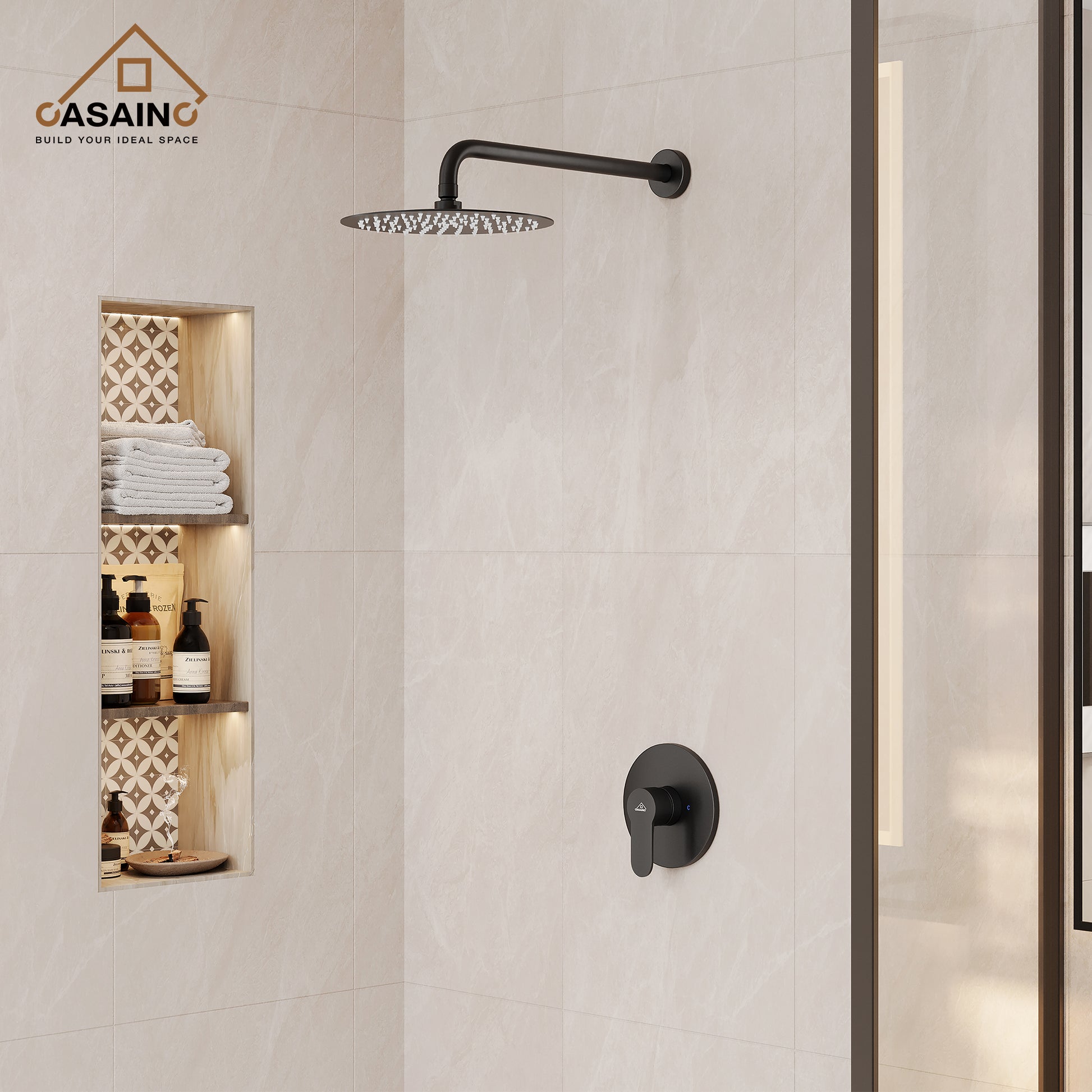 10" Wall Mount Round Shower Faucet Rain Shower System (Valve Included)