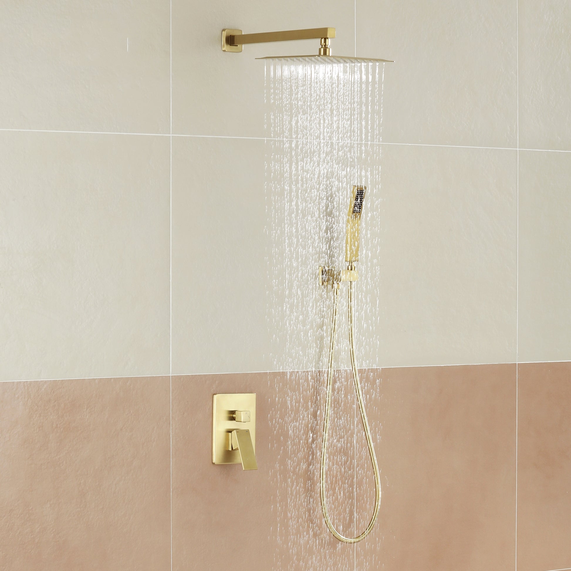 10in/12in Wall-Mount Rain Shower System with Handheld Shower