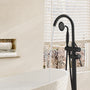 Freestanding Bathtub Faucet with Handheld Shower & Double Handles