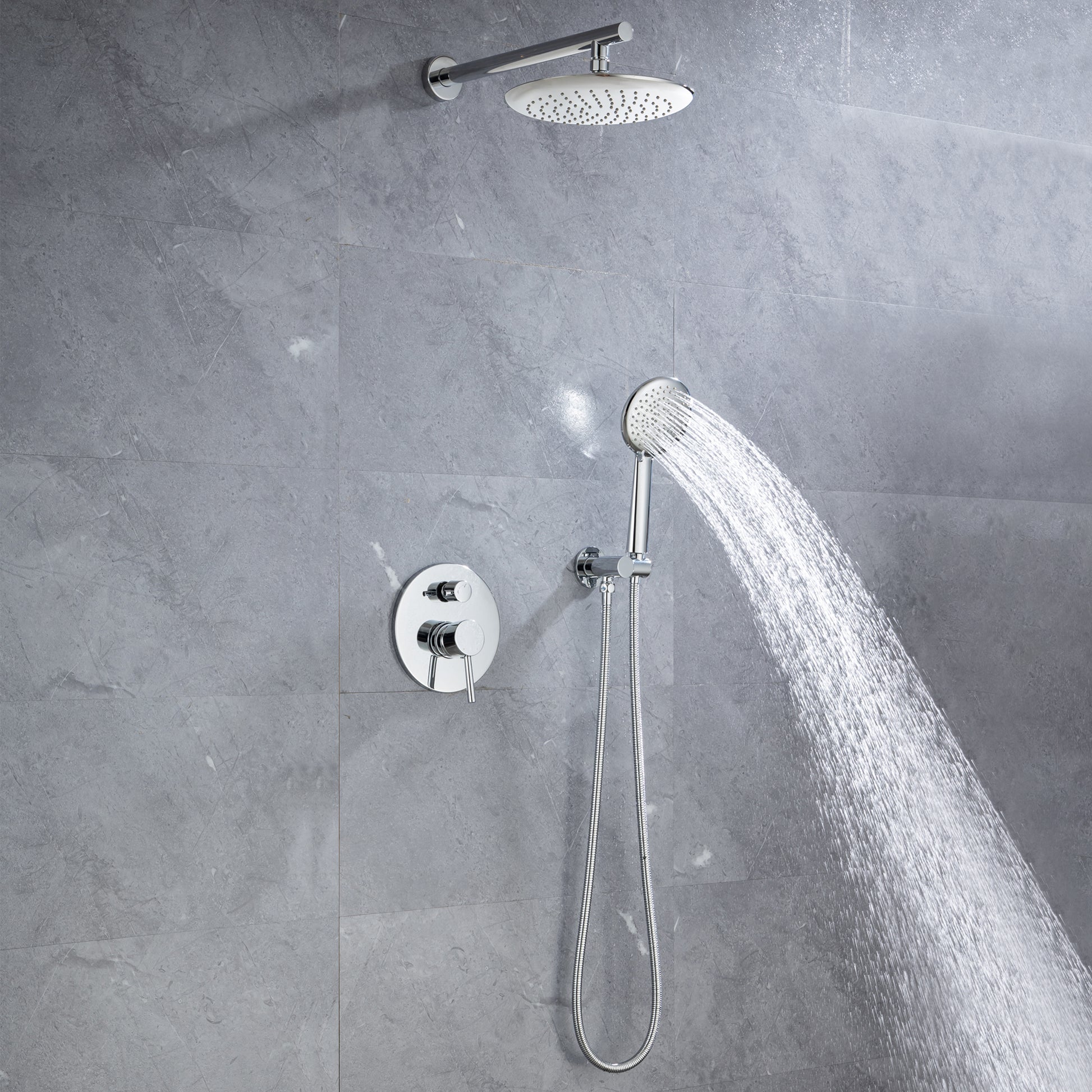 CASAINC 9.5'' Wall-mounted rain shower faucet with pressure balanced valve