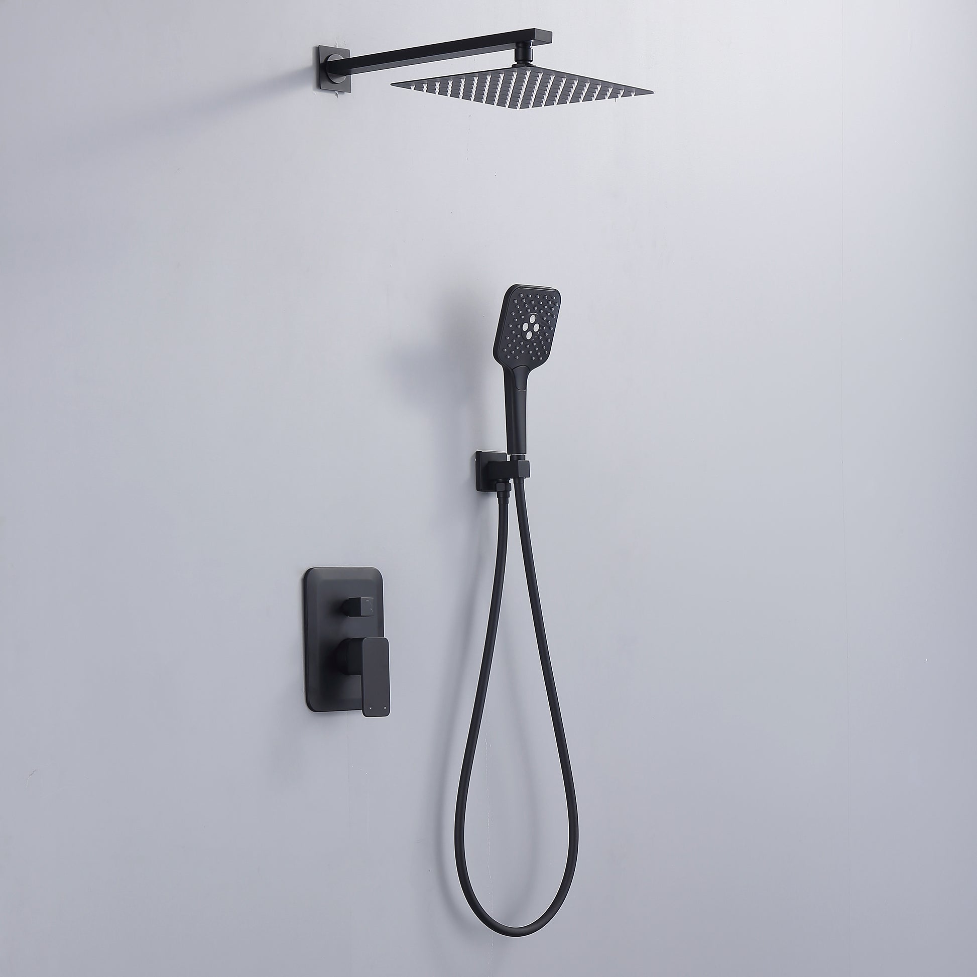 CASAINC 9.8" Square Wall-mounted Rain Shower Faucet with Pressure Balanced Valve