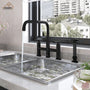 2-Handle Bridge Kitchen Faucet with Pull-Out Side Sprayer in Matte Black/Brushed Nickel/Brushed Gold