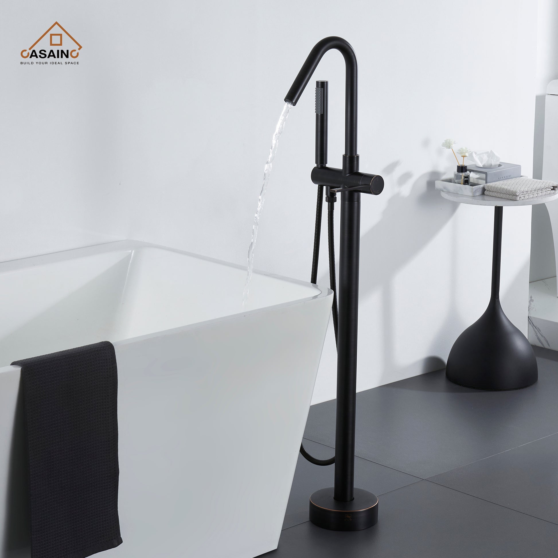 Freestanding Single-Handle Bathtub Faucet with Hand Shower