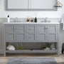 CASAINC Bathroom Vanity 60 x 22 x 35.4 with 1.2" Thickness Countertop & Backsplash, Bothe Side Rectangular Sink, 4 Soft Closing Doors, 2 Dove Tail Drawer Construction, Soft Close Drawer Hinges, Gray, White (With Mirror)