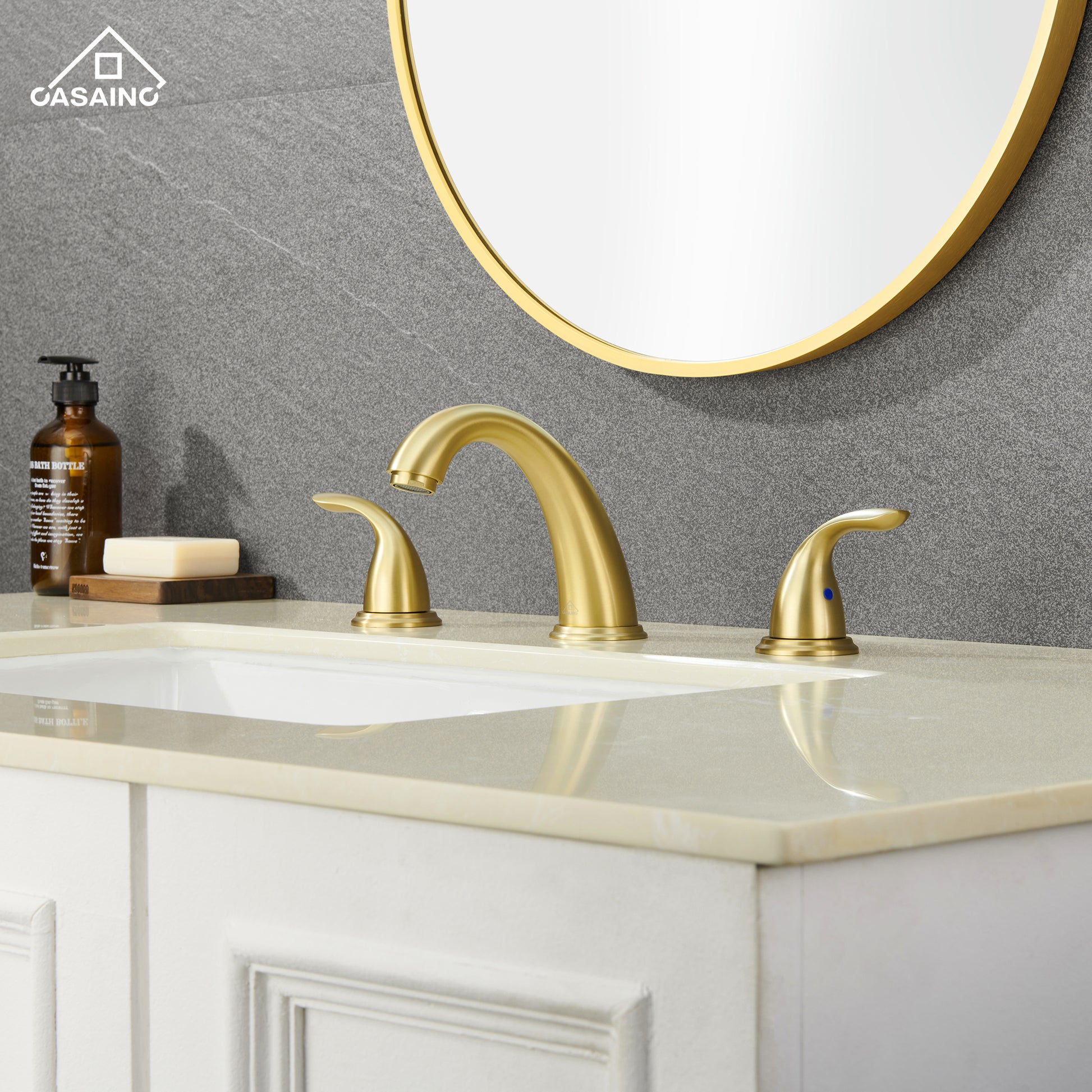 Casainc 4 Inch 2-Handle Bathroom Sink Faucet with Drain Assembly Matte Black/Brushed Nickel/Oil Rubbed Bronz/Brushed Gold 