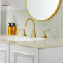 Casainc 8" Brass Bathroom Sink Faucet 2 Handle 3 Hole Gold Bathroom Faucet for Bathroom Sink with Pop-up Drain Assembly Widespread Vanity Faucets 360° Swivel Spout