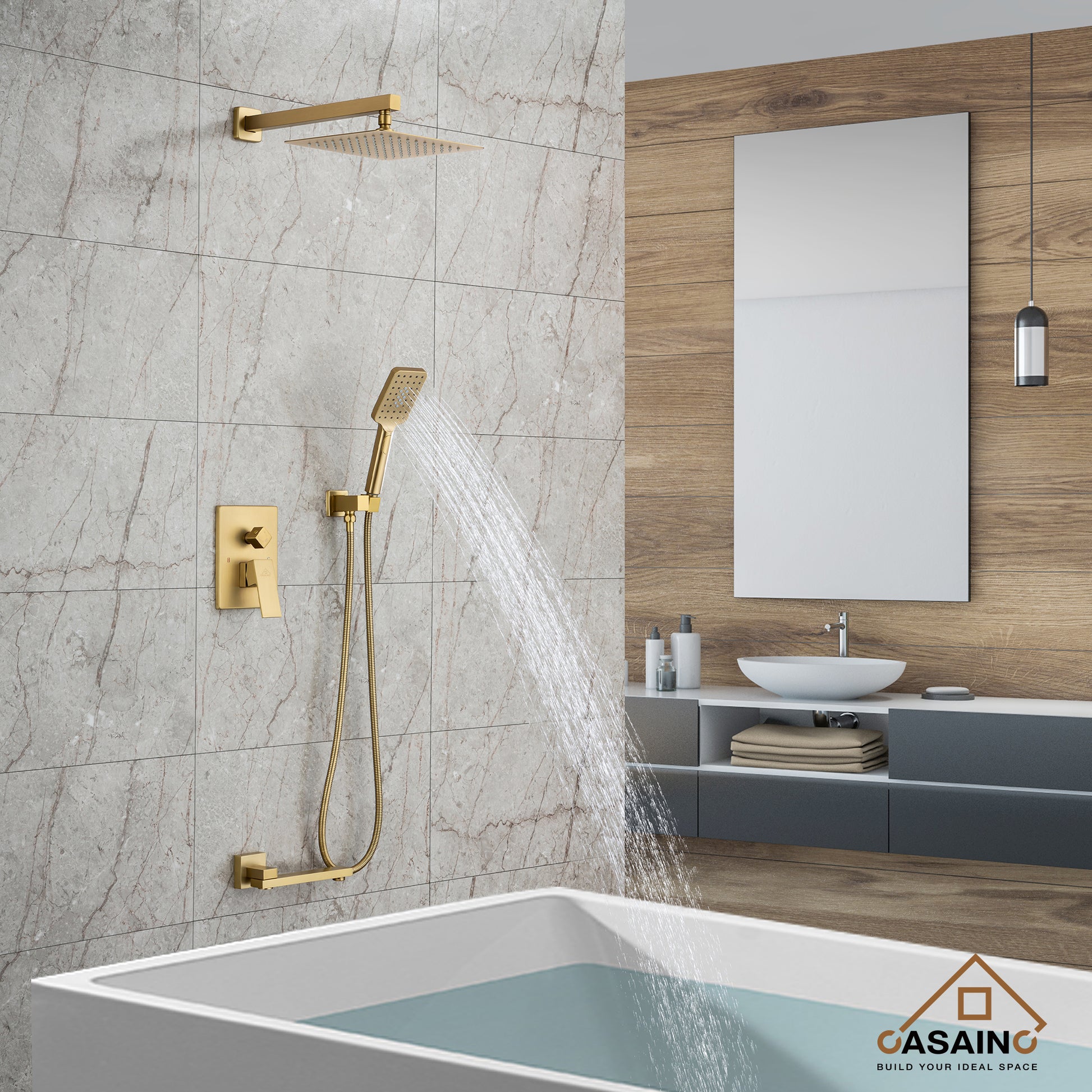 12" Shower System Square Top 3-Function Showerhead