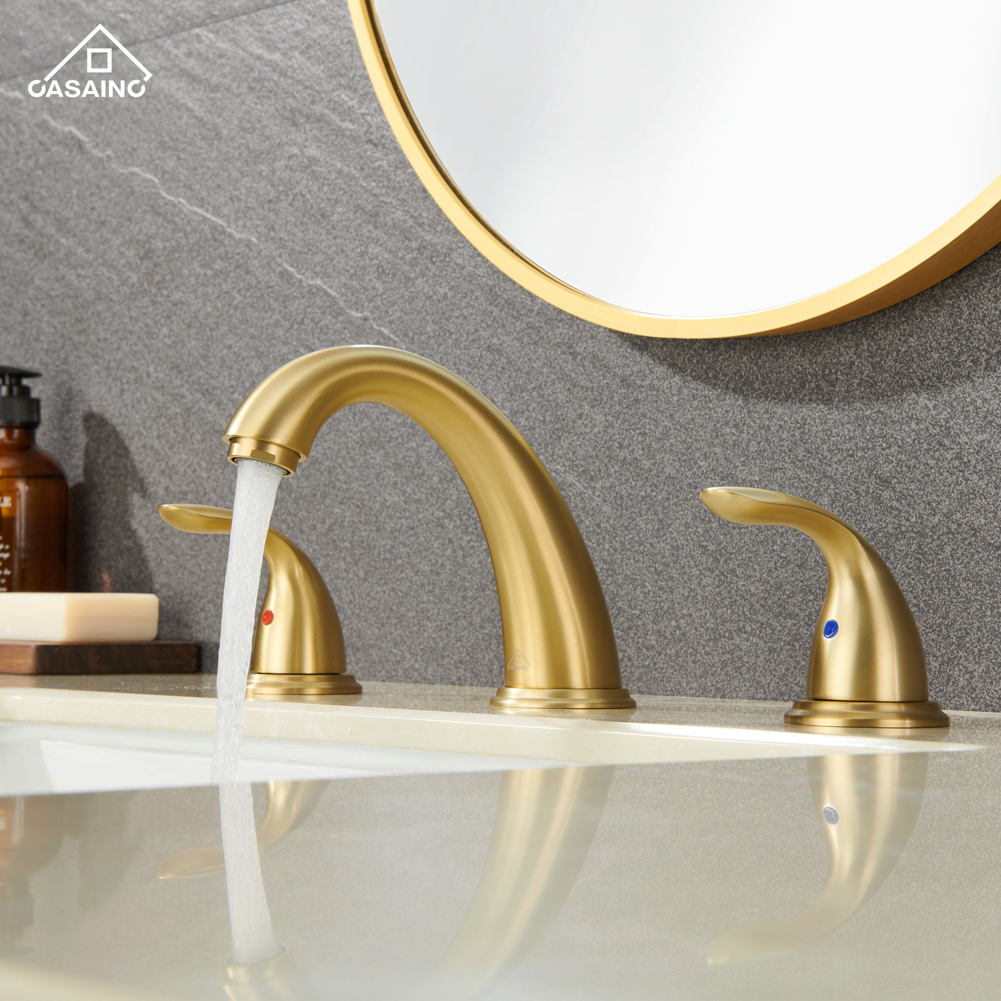 Casainc 4 Inch 2-Handle Bathroom Sink Faucet with Drain Assembly Matte Black/Brushed Nickel/Oil Rubbed Bronz/Brushed Gold 