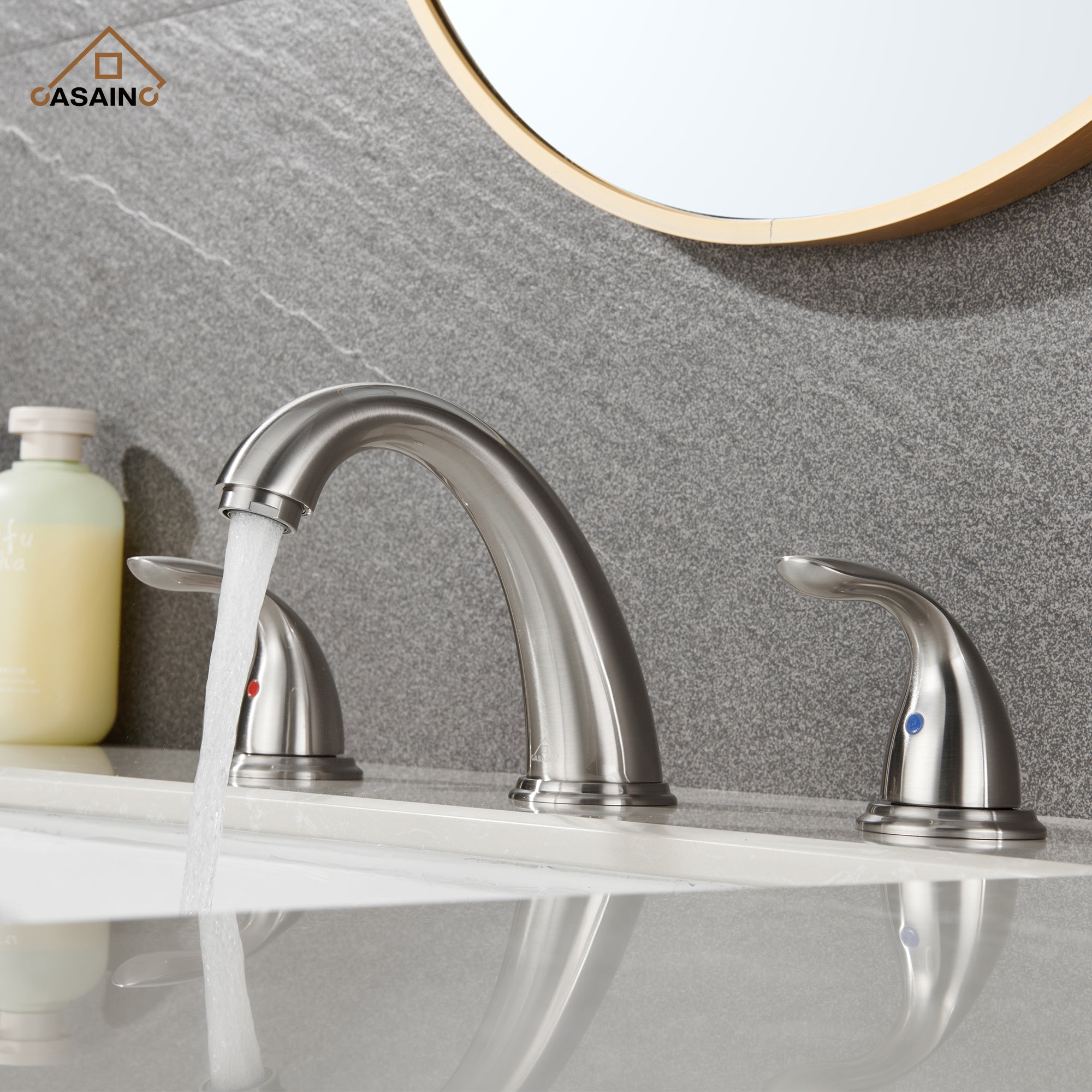 Casainc 4 Inch 2-Handle Bathroom Sink Faucet with Drain Assembly Matte Black/Brushed Nickel/Oil Rubbed Bronz/Brushed Gold 