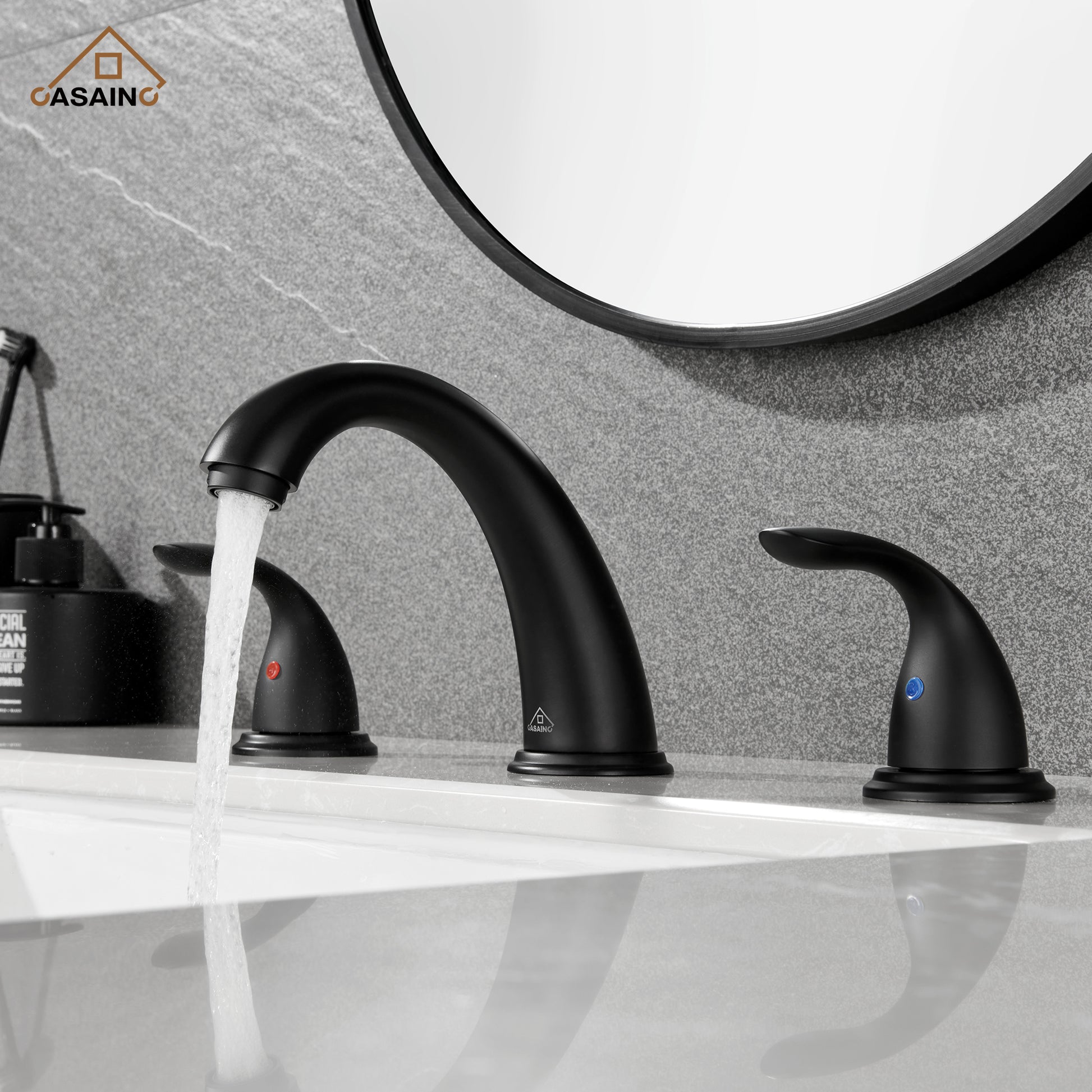 Casainc 4 Inch 2-Handle Bathroom Sink Faucet with Drain Assembly Matte Black/Brushed Nickel/Oil Rubbed Bronz/Brushed Gold 