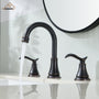 Casainc 8" Brass Bathroom Sink Faucet 2 Handle 3 Hole Gold Bathroom Faucet for Bathroom Sink with Pop-up Drain Assembly Widespread Vanity Faucets 360° Swivel Spout