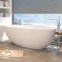 CASAINC 67" Solid Surface Freestanding Bathtub,Egg Shell Shaped Stone Resin Freestanding Tubs with Overflow and  Drain, Matte Black, Matte Grey, Matte White