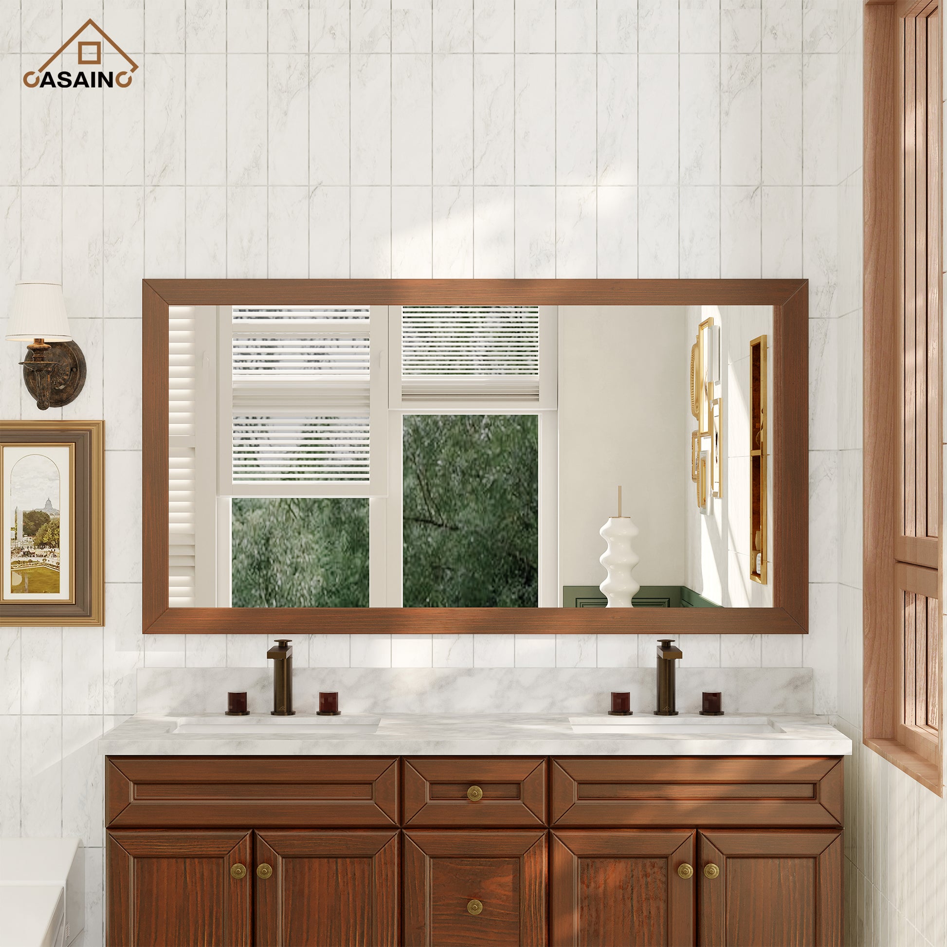 30"/36"/48"/60" Solid Wood Frame Mirror Only with Cherry (Vertical)