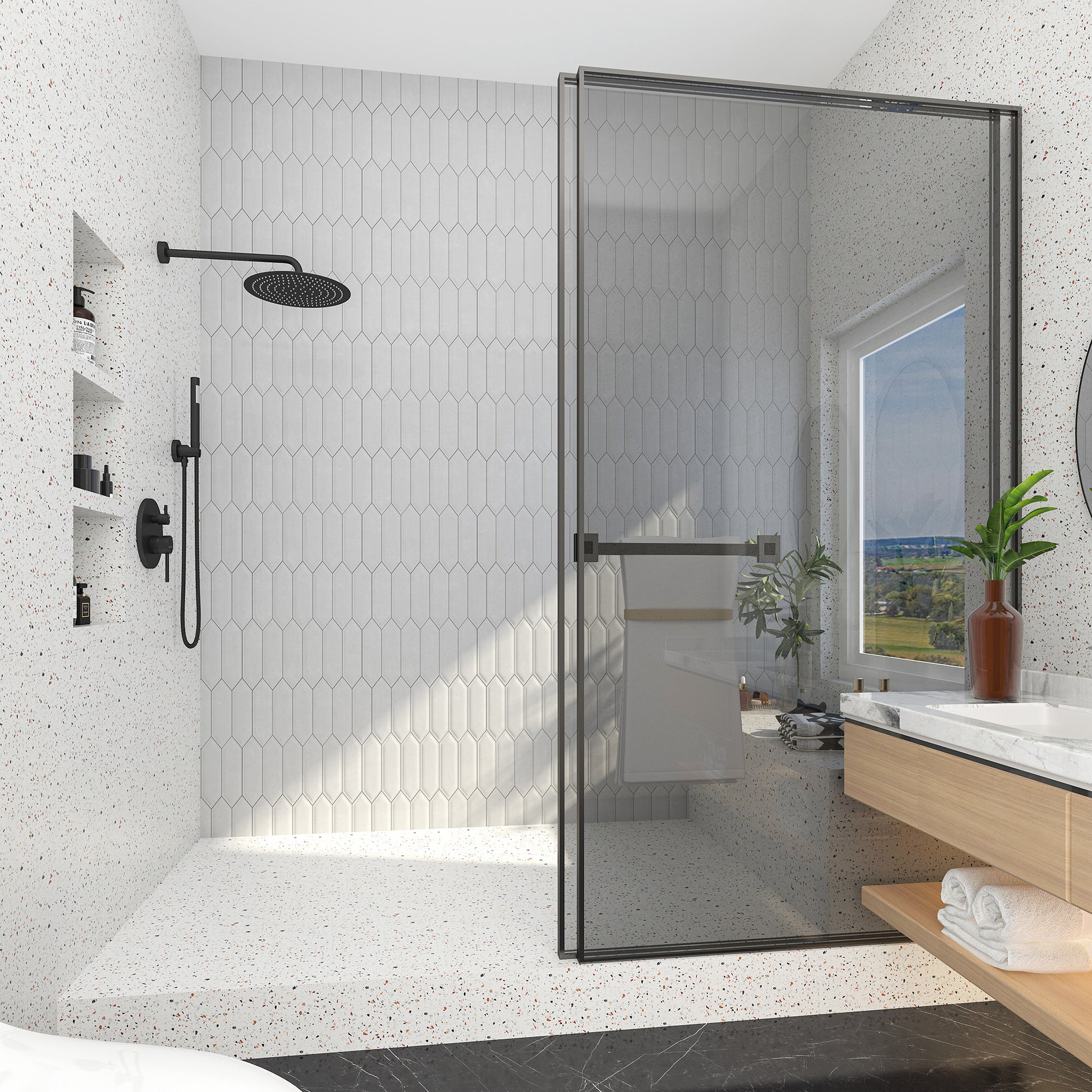 10-inch 2-Function Wall-Mounted Rain Shower System with Hand Shower