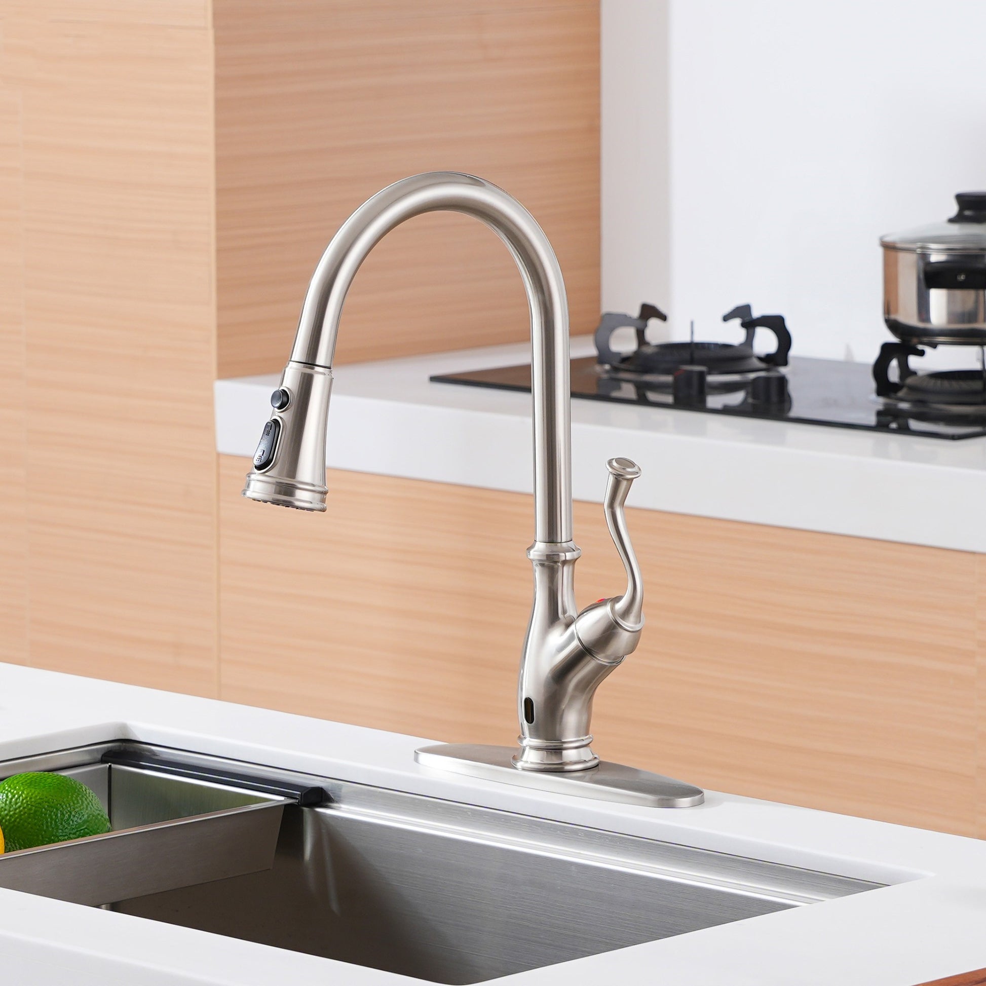 3-Spray Patterns 1.8 GPM Touchless Pull Down Sprayer Kitchen Faucet