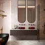 17.7" Round Transparent Resin Bathroom Vessel Sink with Drainer