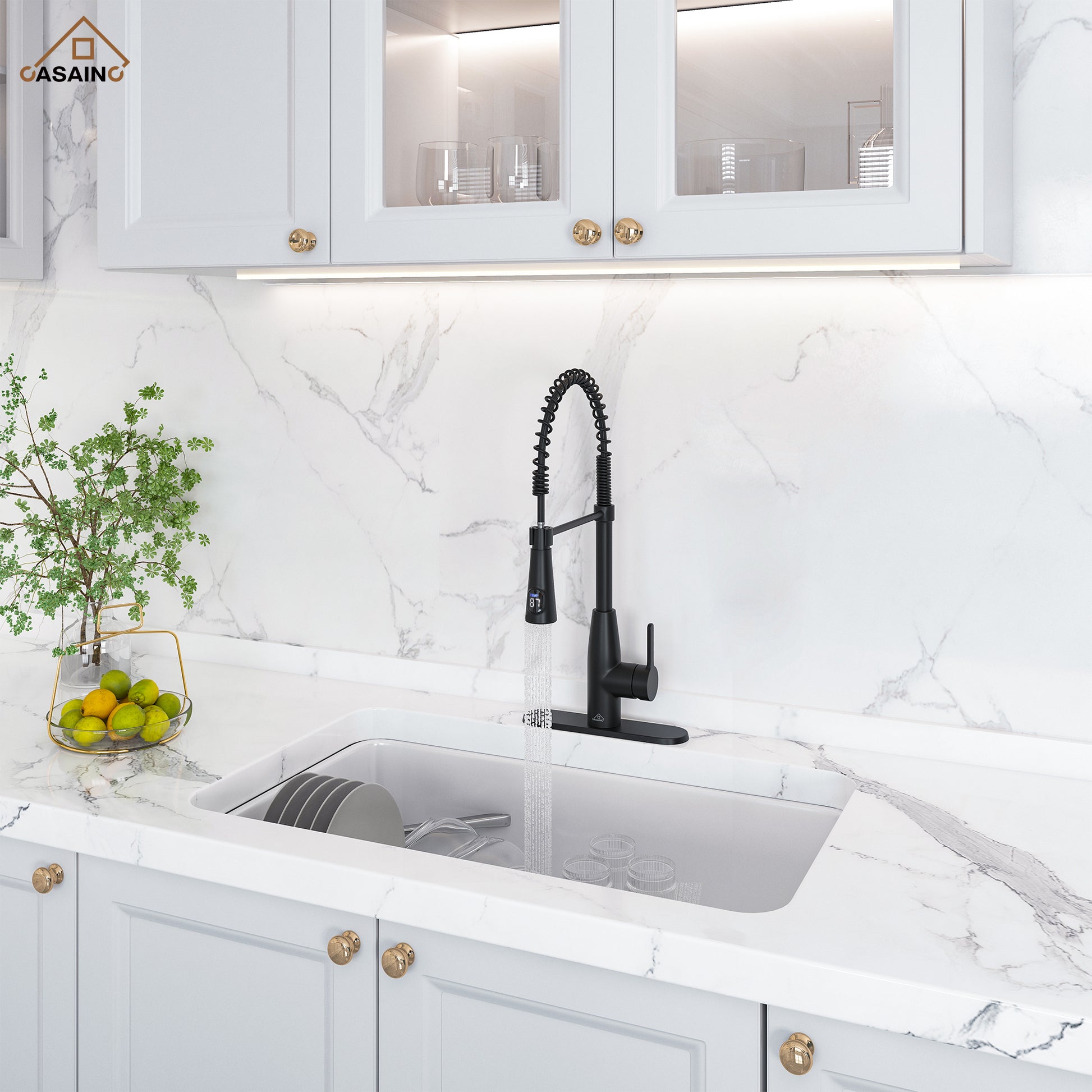 Touchless Kitchen Faucet with Digital Temperature Display
