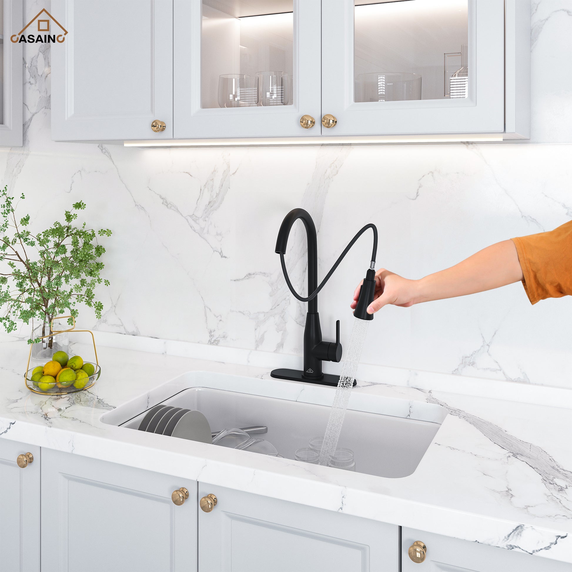 Touchless Kitchen Faucet with Dual Spray 360° Rotation and Pull Down Sprayer