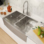 33 Inch Workstation Farmhouse Kitchen Sink Stainless Steel Apron Front Double Bowl Sink Basin