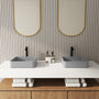 15in Bathroom Concrete Square Vessel Sink with Drainer in Mottled Bluish Grey / Cold Concrete Grey / Taupe Clay