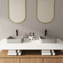 15in Bathroom Concrete Square Vessel Sink with Drainer in Mottled Bluish Grey / Cold Concrete Grey / Taupe Clay